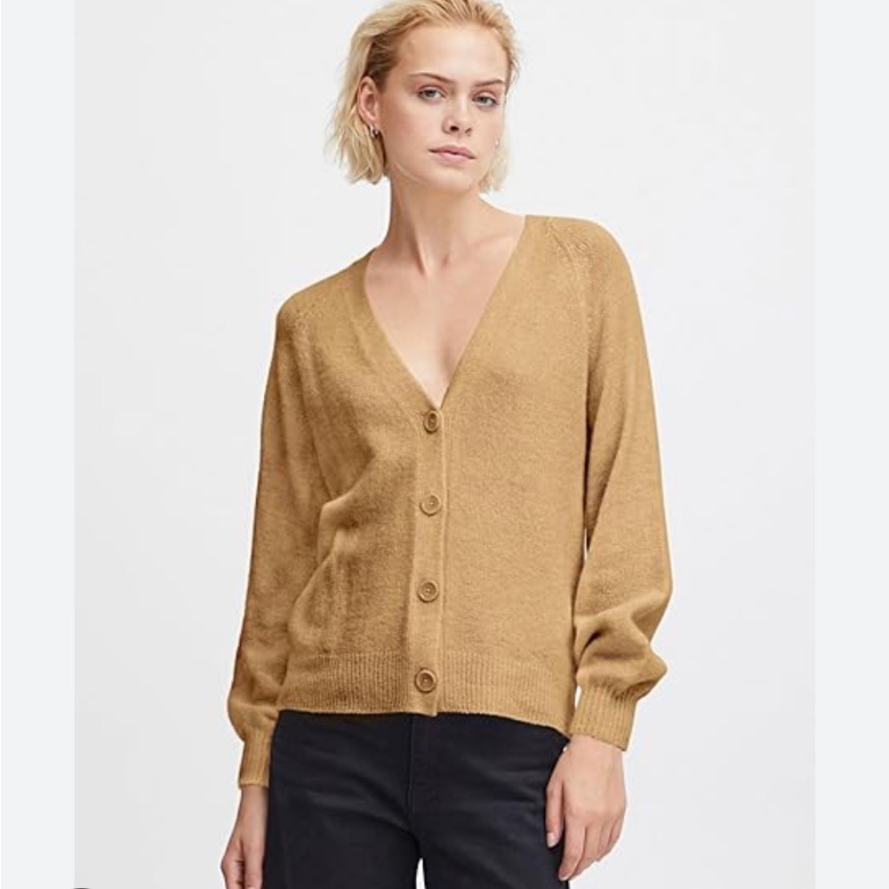 ICHI Ihcamara Cardigan Sweater Alpaca blend In Curry size M